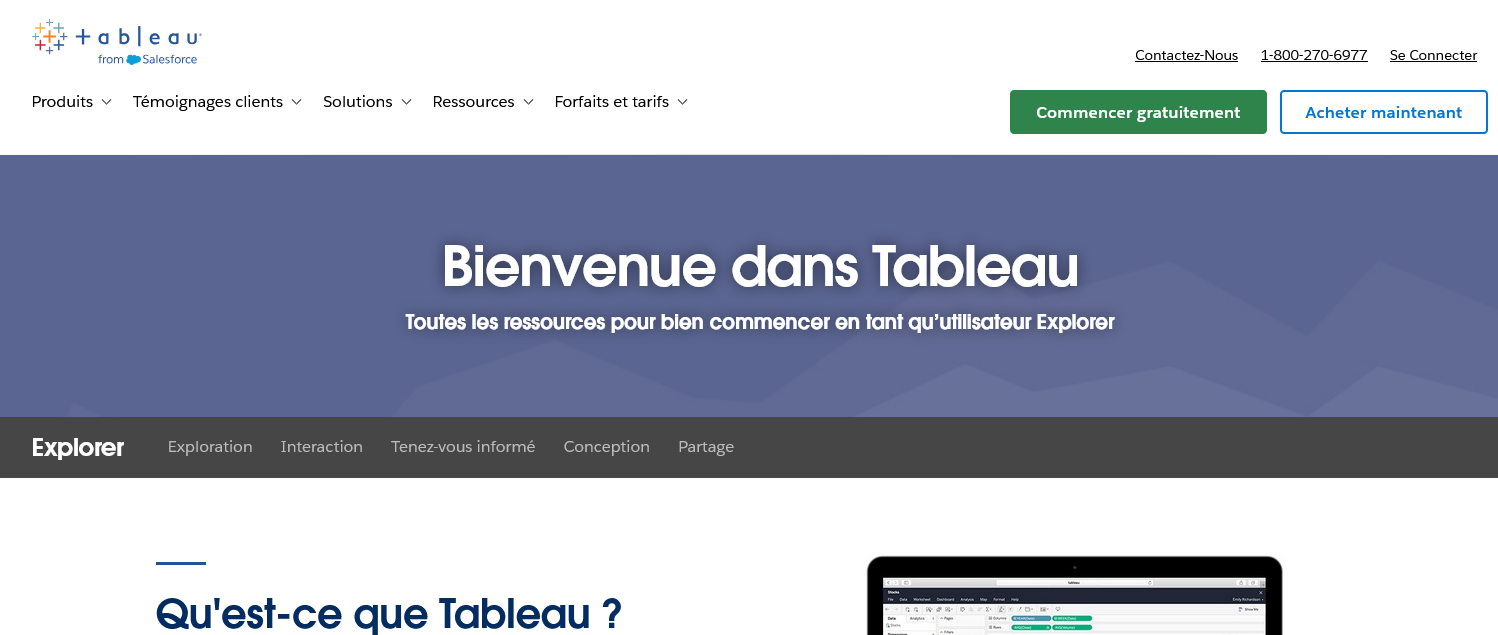 Aperçu Tableau Explorer