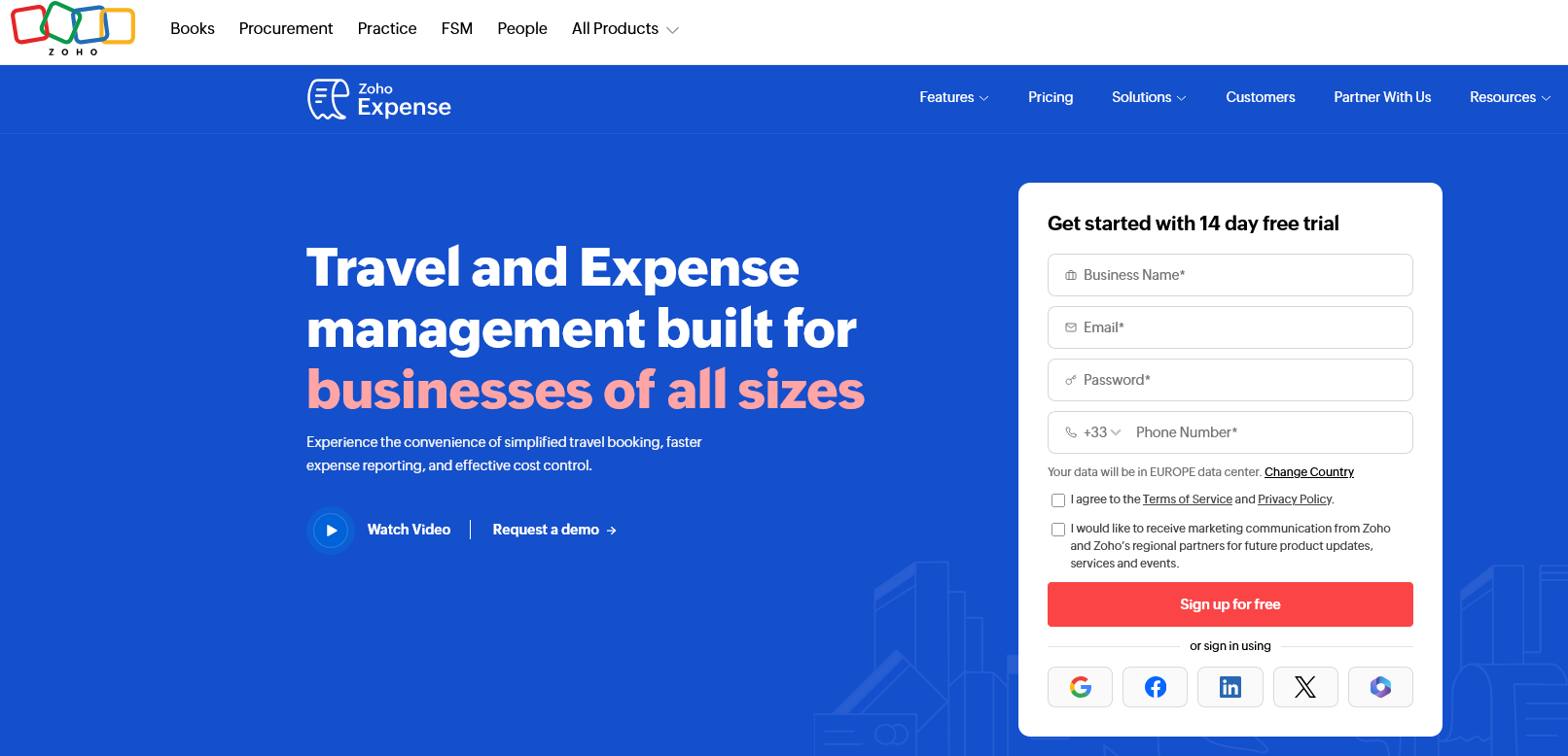 Aperçu Zoho Expense